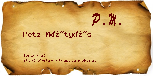Petz Mátyás névjegykártya