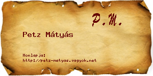 Petz Mátyás névjegykártya